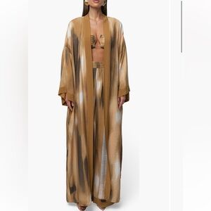 JLUXLABEL Tan and White Women's Swim Coverup